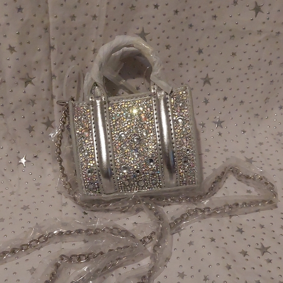 Betsey Johnson Teeny Tiny Crossbody Bag Silver Bags. Micro - Picture 3 of 6
